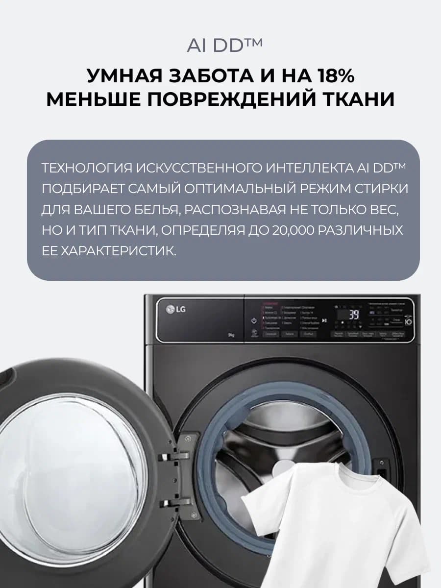 Стиральная машина LG на 9 кг,  F2T9FW9P черный