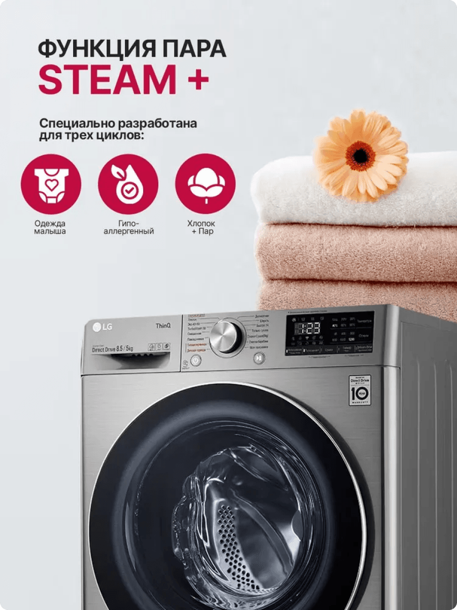 Стиральная машина LG 8,5 кг, сушка 5 кг