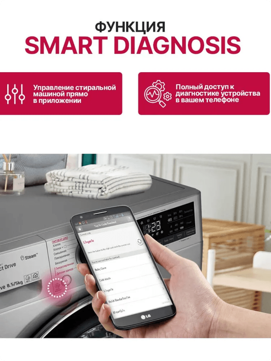 Стиральная машина LG 8,5 кг, сушка 5 кг